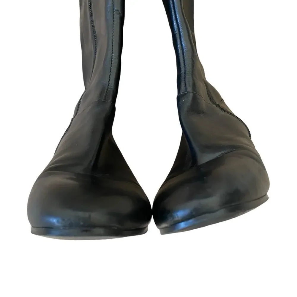 Nine West Oreyan Tall Black Leather Riding Boots Gold Button Details US Size 8.5 - Picture 7 of 10